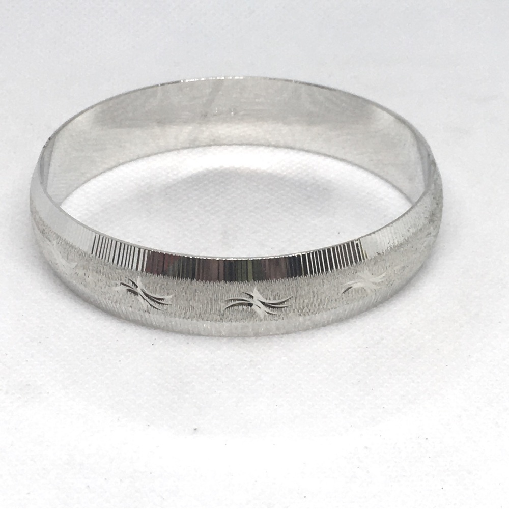 Vintage Monet Silver Etched Bangle Bracelet